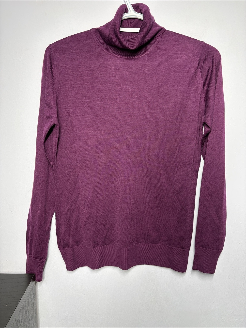 John Smedly Merino Wool Plum Turtleneck Knit Sweater
